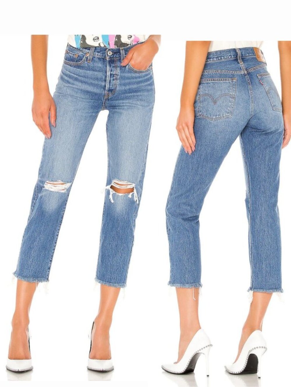 Levi's - Wedgie Straight Jeans Distressed Frayed Hem 34964-0070 | Size 25 x 28
